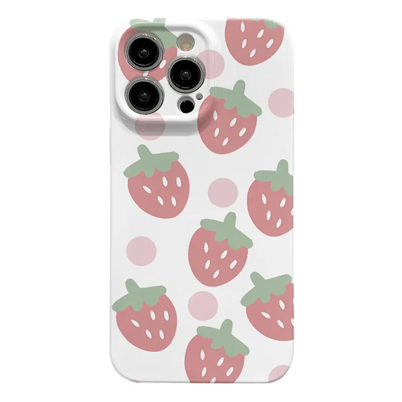 For iPhone 15 Pro Cell Phone Cover Strawberry Pattern Drop-Proof PC Back Case