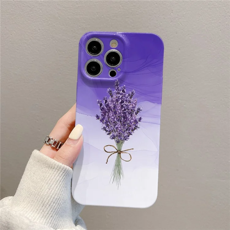 Чехлы для iPhone 15 Pro Lavender Pattern PC Phone Back Cover Anti-Scratch Cell Phone Shell