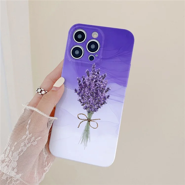 Чехлы для iPhone 15 Pro Lavender Pattern PC Phone Back Cover Anti-Scratch Cell Phone Shell