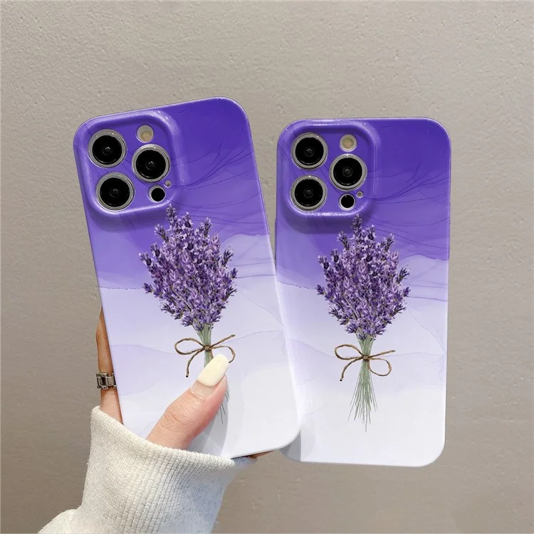 Чехлы для iPhone 15 Pro Lavender Pattern PC Phone Back Cover Anti-Scratch Cell Phone Shell