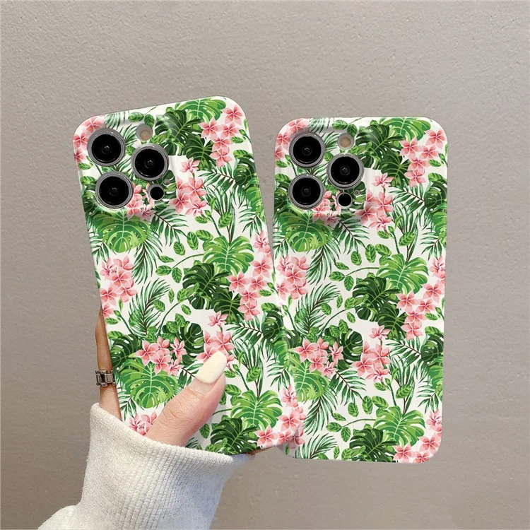 For iPhone 14 Pro Max Tropical Plant Pattern Phone Case Hard PC Phone Back Cover Shell