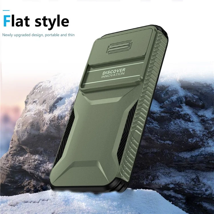 For Google Pixel 8a Case TPU+PC Phone Cover with Slide Lens Lid - Green