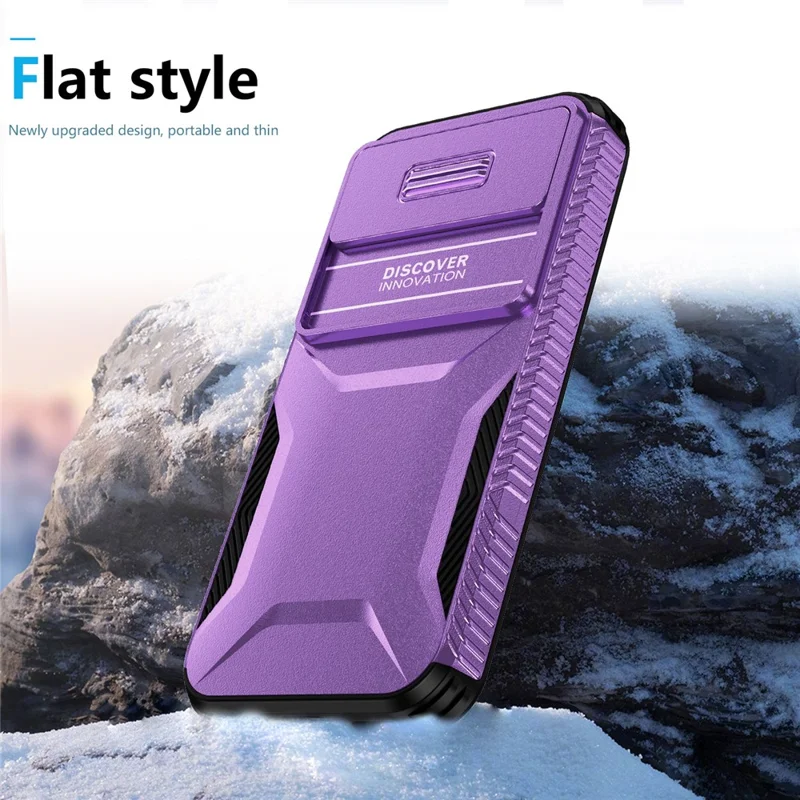 Funda para Google Pixel 8a de TPU+PC con tapa deslizante para la lente - Púrpura