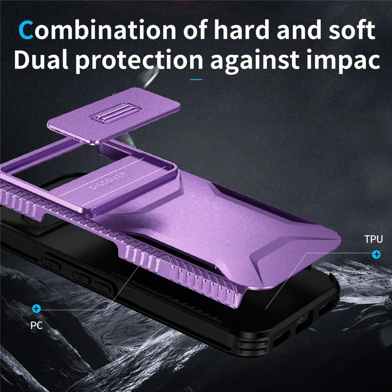 Funda para Google Pixel 8a de TPU+PC con tapa deslizante para la lente - Púrpura