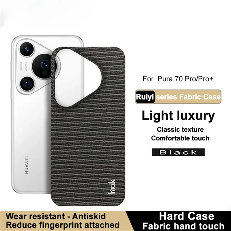 IMAK Ruiyi Series for Huawei Pura 70 Pro / Pura 70 Pro+ Case Fabric Texture Leather+PC Phone Back Cover - Black