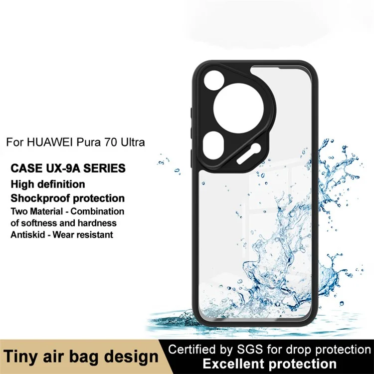 IMAK UX-9A Série pour Huawei Pura 70 Ultra Étui Coque de Téléphone Portable en TPU+PC Transparent
