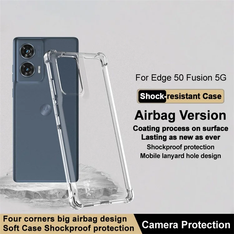 IMAK Pour Motorola Edge 50 Fusion 5G Étui Transparent Antichute Sac à air TPU Housse de téléphone portable - Transparent