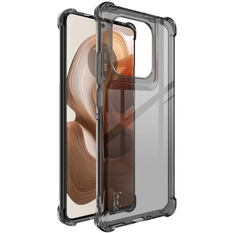 IMAK Pour Motorola Edge 50 Ultra 5G / Moto X50 Ultra 5G Étui TPU Transparent Dos Airbag Coins - Noir Transparent