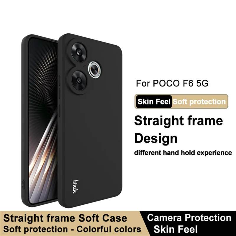 IMAK UC-4 Series for Xiaomi Redmi Turbo 3 5G / Poco F6 5G Case Straight Edge TPU Phone Cover - Black