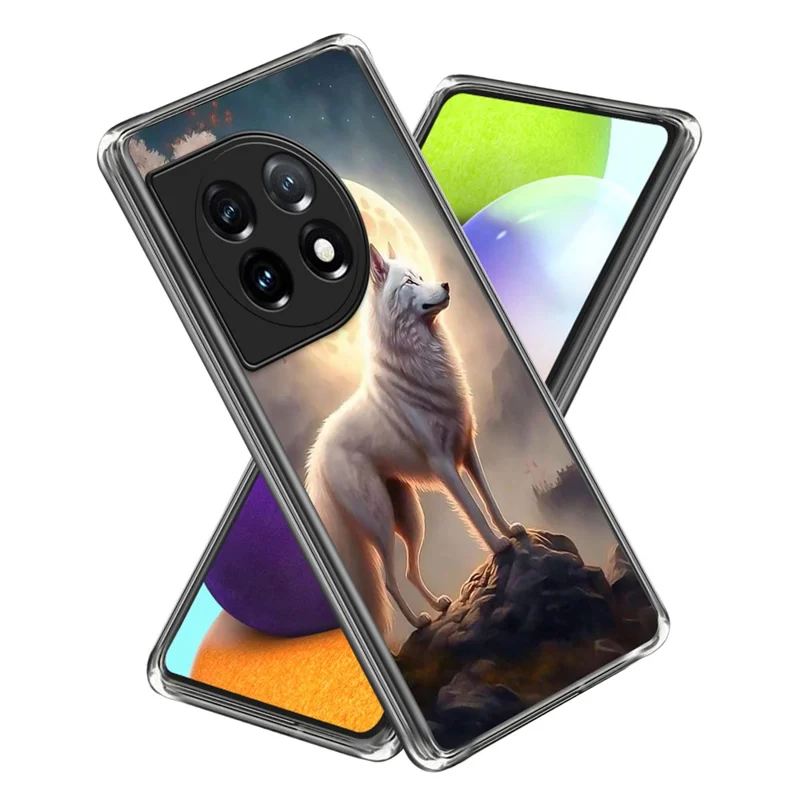 For OnePlus Ace 3 5G / 12R 5G Case Soft TPU Pattern Shockproof Cover - Moonlight Wolf