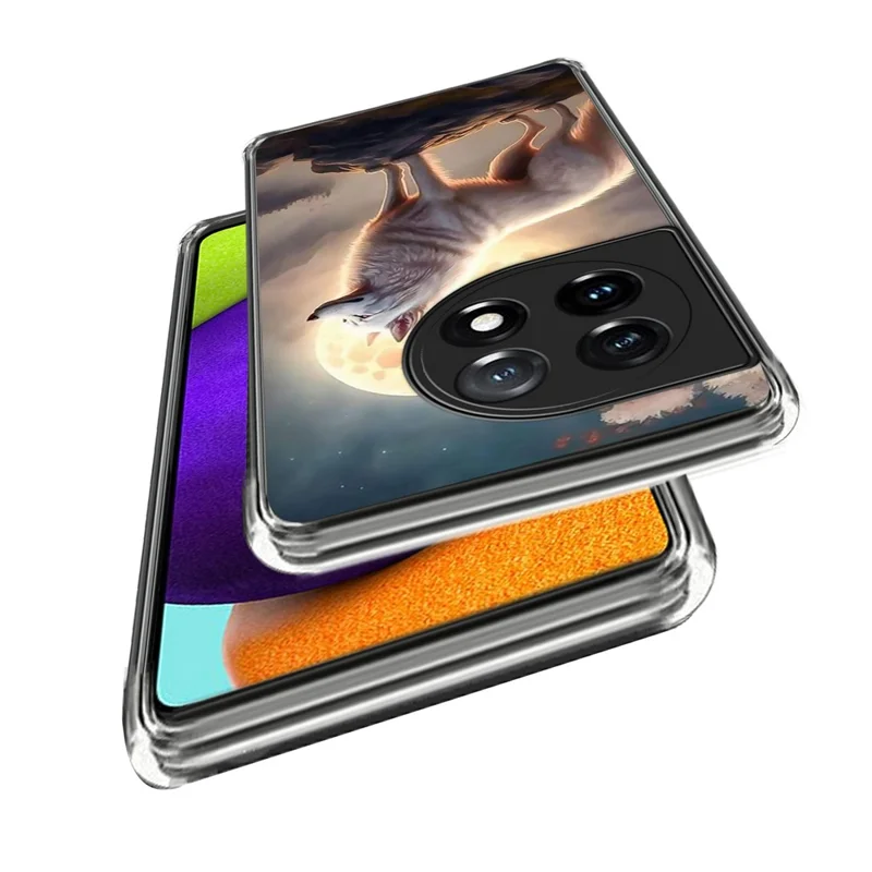 For OnePlus Ace 3 5G / 12R 5G Case Soft TPU Pattern Shockproof Cover - Moonlight Wolf