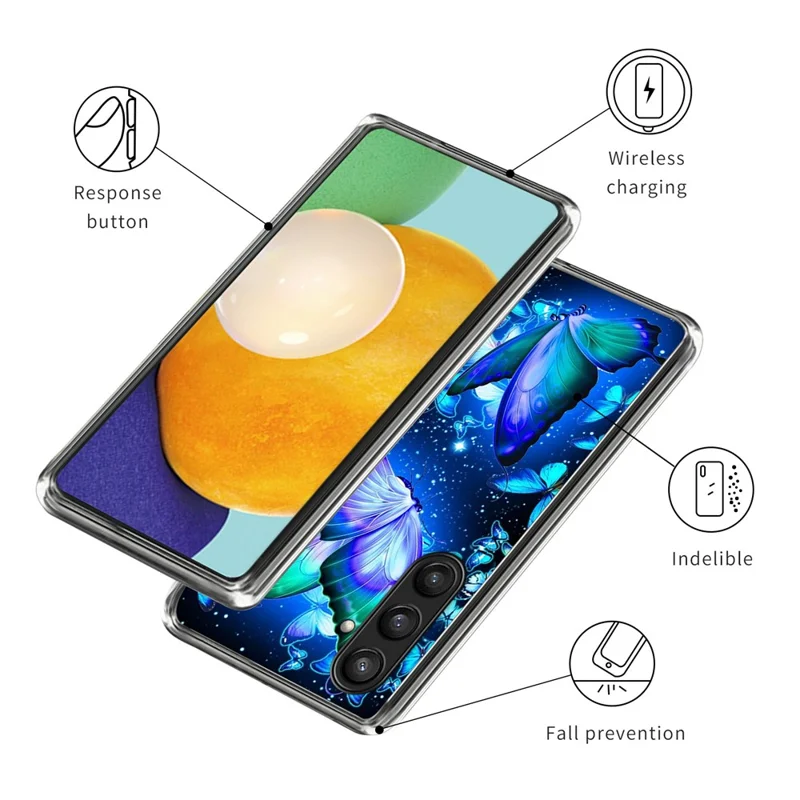 For Samsung Galaxy A14 4G / 5G Case Pattern Slim Soft TPU Back Cover - Blue Butterflies