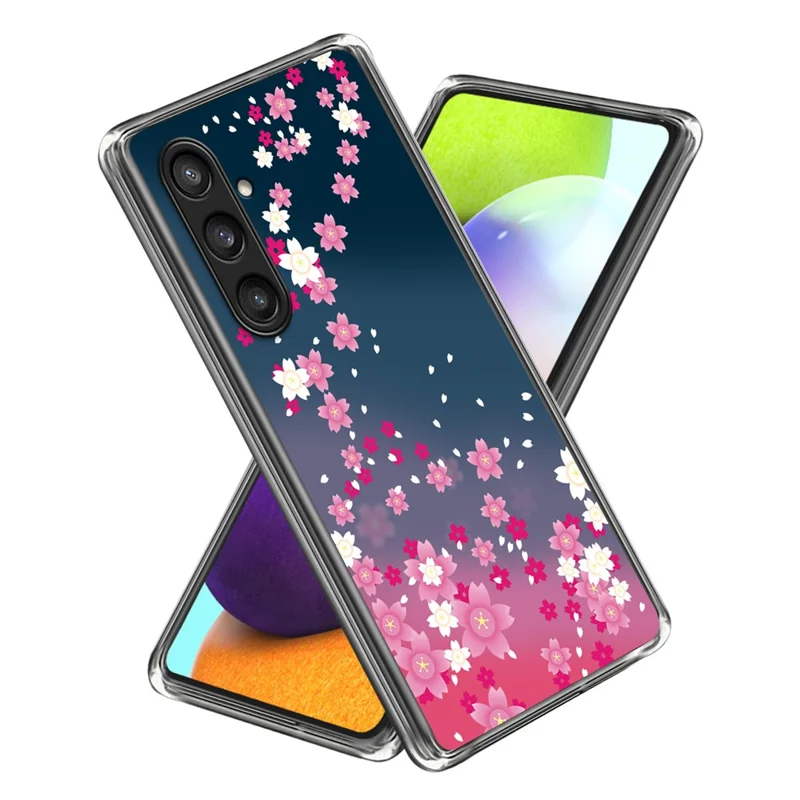 For Samsung Galaxy A14 4G / 5G Case Pattern Slim Soft TPU Back Cover - Pink Flowers
