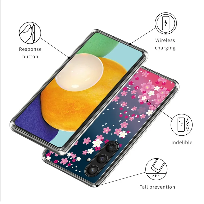 For Samsung Galaxy A14 4G / 5G Case Pattern Slim Soft TPU Back Cover - Pink Flowers
