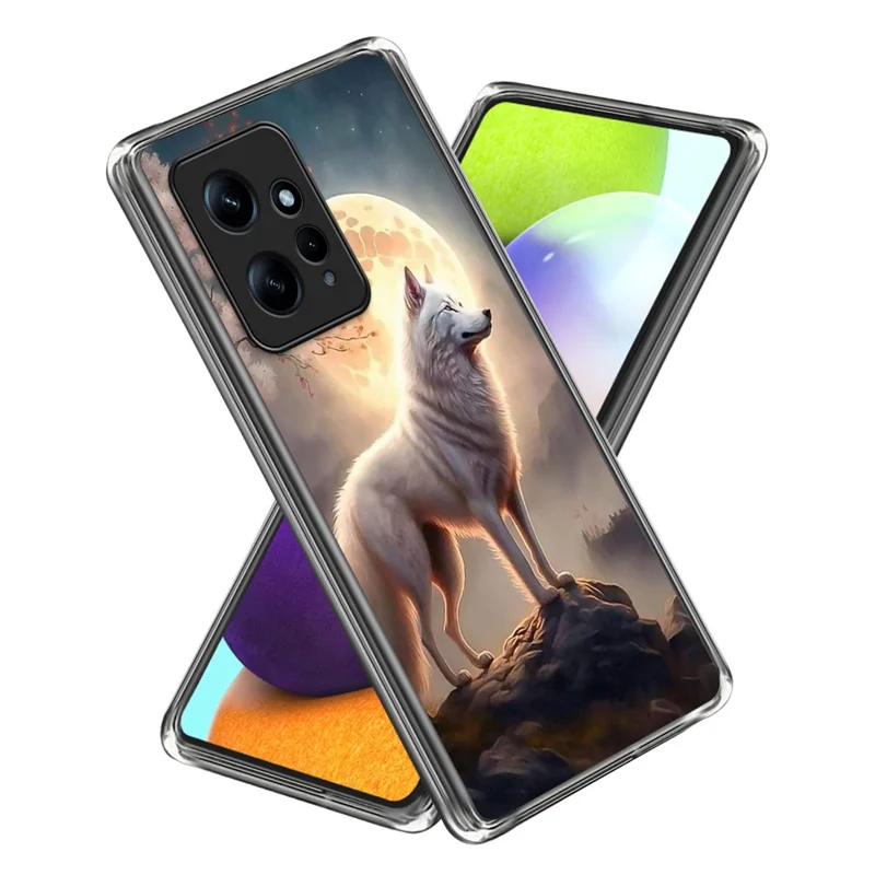 Til Xiaomi Redmi Note 12 4G Skærm TPU Mønster Print Bagside Telefondæksel - Måneskæv