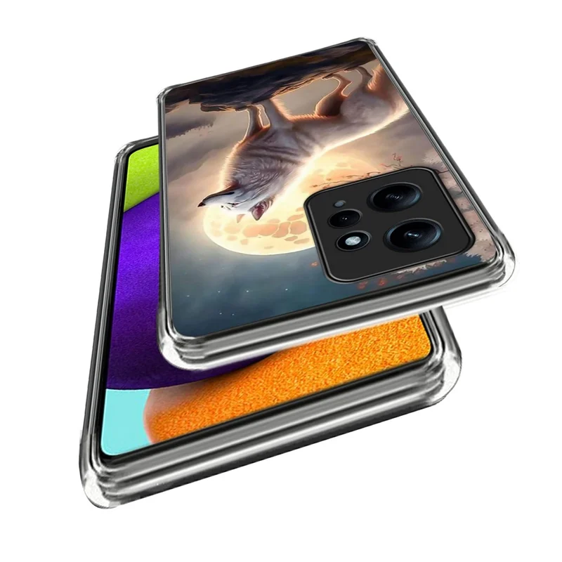 Til Xiaomi Redmi Note 12 4G Skærm TPU Mønster Print Bagside Telefondæksel - Måneskæv