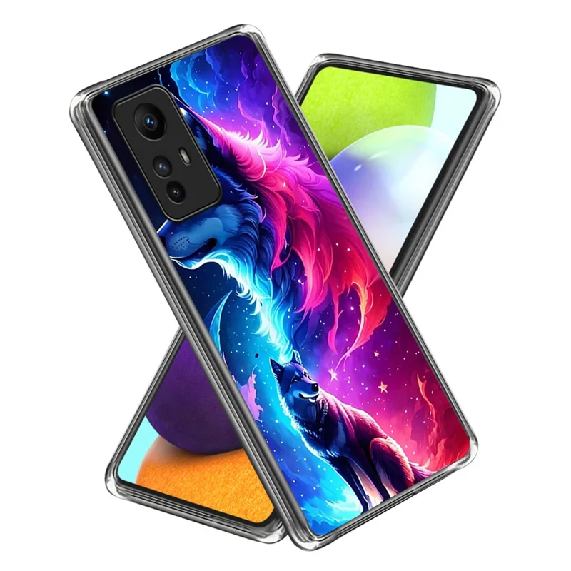For Xiaomi Redmi Note 12S 4G Case Soft TPU Anti-Scratch Pattern Printing Back Cover - Starry Wolf