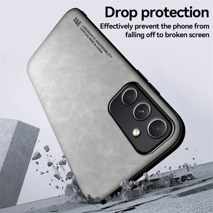 X&E Per Custodia Samsung Galaxy A35 5G PU Pelle Rivestita TPU+PC Skin-Touch Custodia Telefonica - Grigio Chiaro