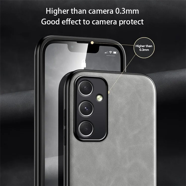 X&E Per Custodia Samsung Galaxy A35 5G PU Pelle Rivestita TPU+PC Skin-Touch Custodia Telefonica - Grigio Chiaro
