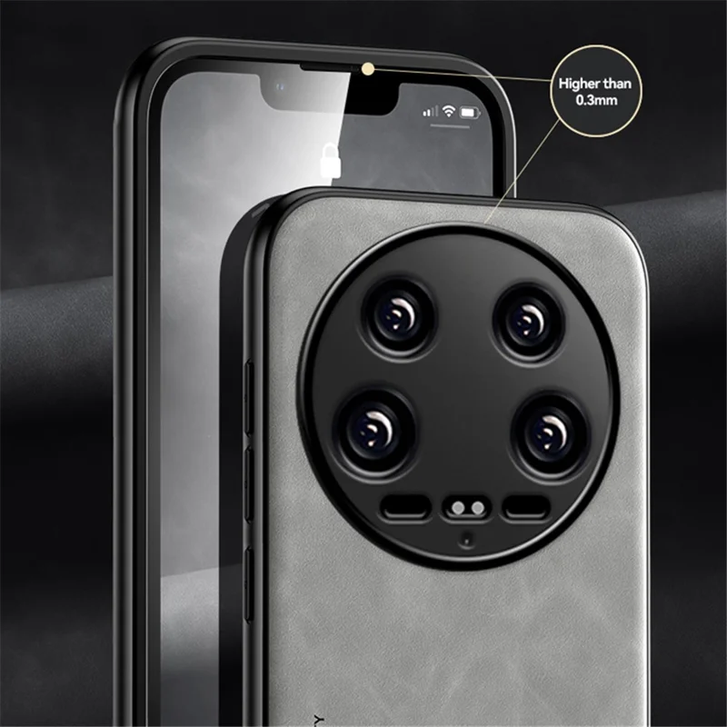 X&E For Xiaomi 14 Ultra Phone Case PU Leather Coated TPU+PC Back Cover Support Magnetic Car Mount - Dark Grey