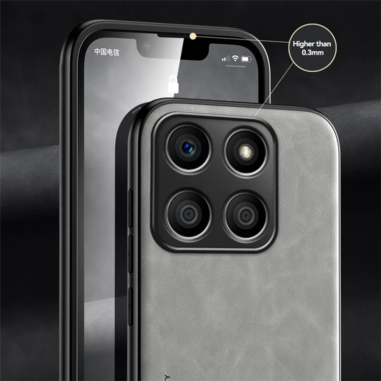 X&E For Honor X8b 4G Capa de Telefone Resistente a Choques em Couro+TPU+PC - Cinza Claro