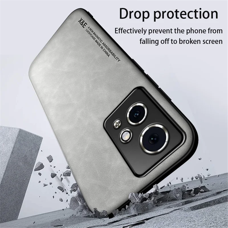 X&E For Honor 90 GT 5G Case PU Leather+TPU+PC Phone Shell Skin-Touch Phone Cover - Light Grey