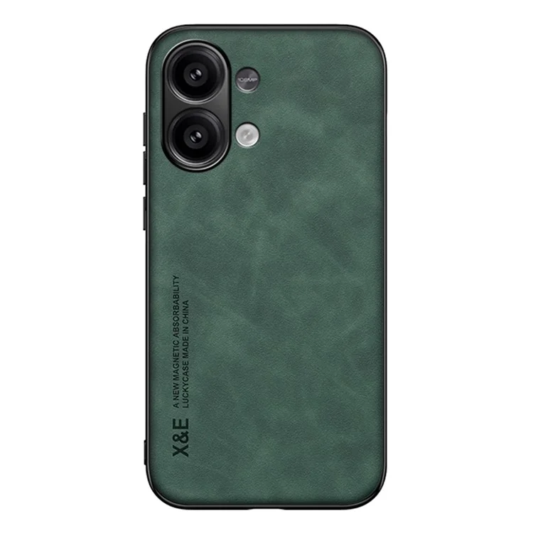 X&E Para Xiaomi Redmi Note 13 4G Caso Couro+TPU+PC Capa de Telefone Suporte Suporte de Carro Magnético - Verde