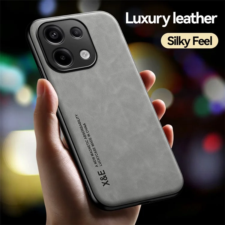 X&E For Xiaomi Redmi Note 13 Pro 4G / Poco M6 Pro 4G Case Slim Leather Back Cover  - Light Grey