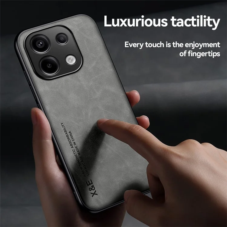 X&E For Xiaomi Redmi Note 13 Pro 4G / Poco M6 Pro 4G Case Slim Leather Back Cover  - Light Grey
