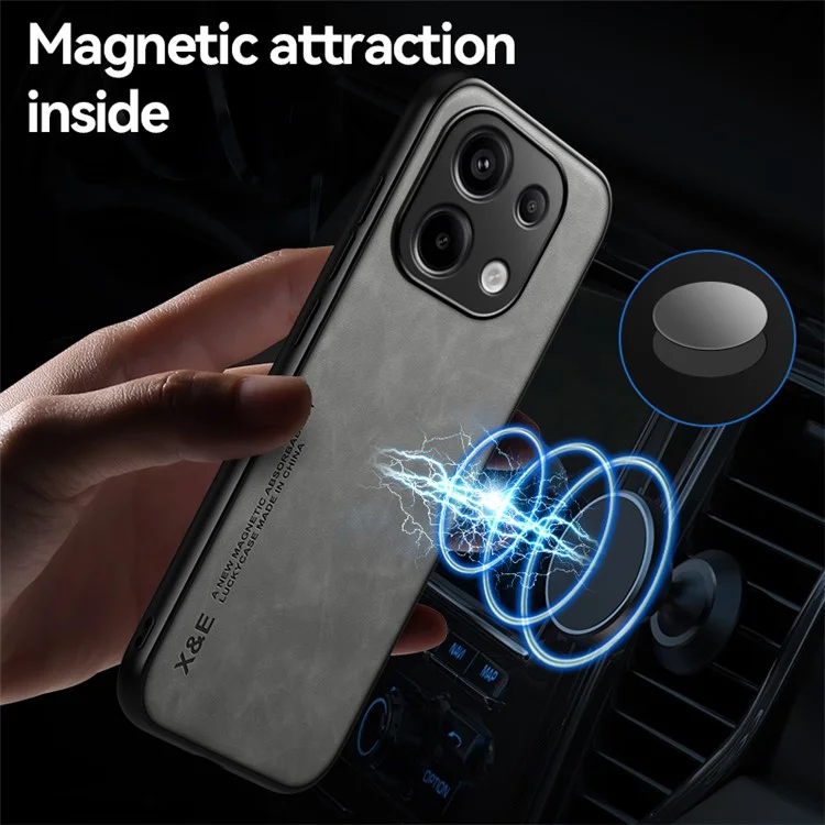 X&E For Xiaomi Redmi Note 13 Pro 4G / Poco M6 Pro 4G Case Slim Leather Back Cover  - Light Grey
