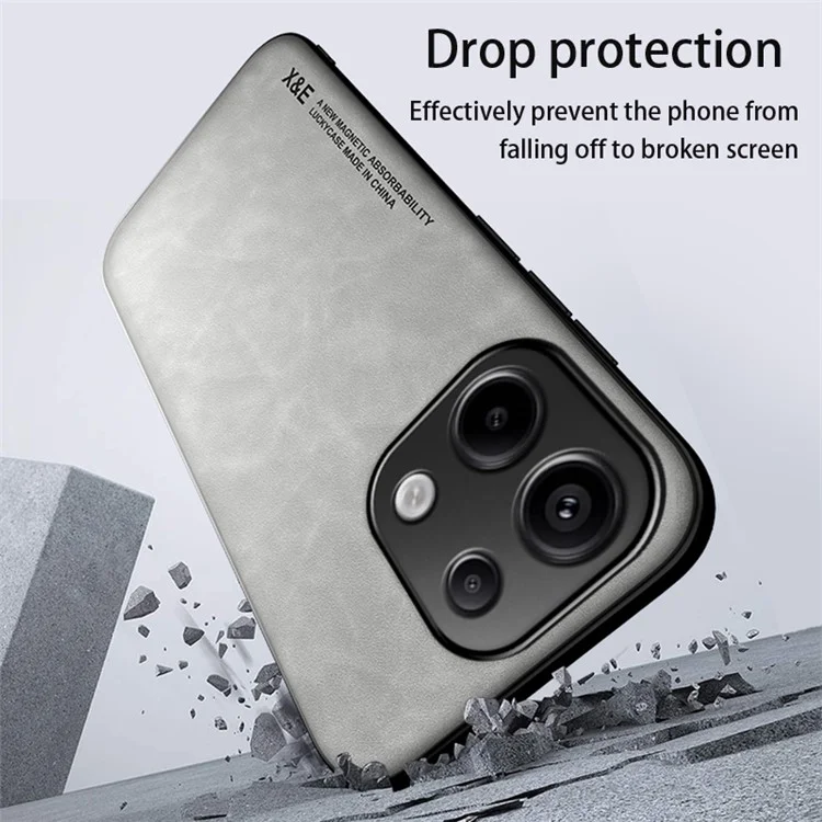 X&E For Xiaomi Redmi Note 13 Pro 4G / Poco M6 Pro 4G Case Slim Leather Back Cover  - Light Grey