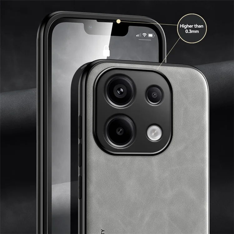 X&E For Xiaomi Redmi Note 13 Pro 4G / Poco M6 Pro 4G Case Slim Leather Back Cover  - Light Grey