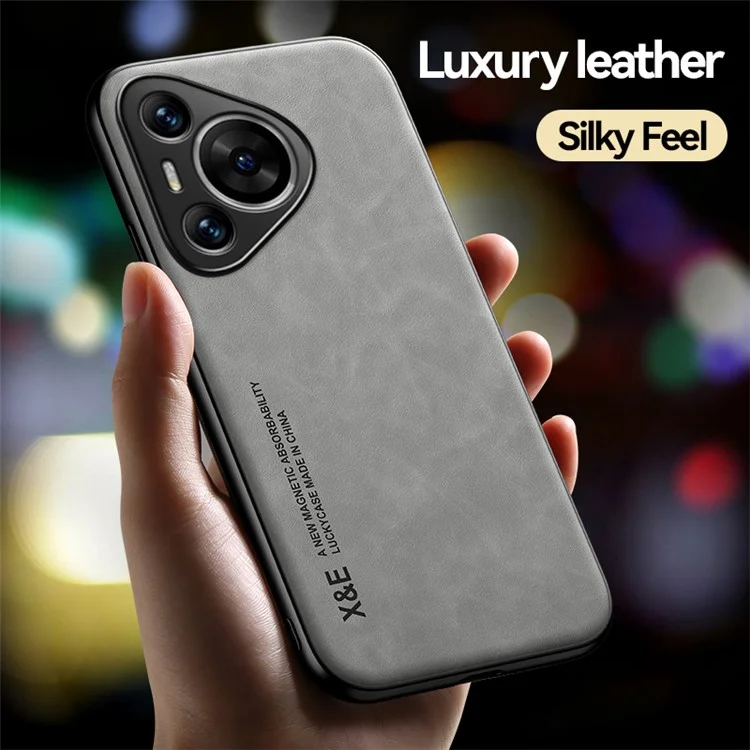 X&E Para Huawei Pura 70 Pro / Pura 70 Pro+ Funda Cuero+TPU+PC Hybrid Cubierta del Teléfono - Gris Claro