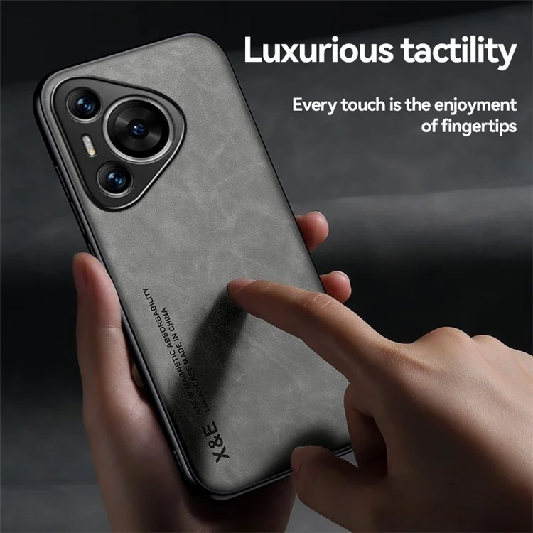 X&E Para Huawei Pura 70 Pro / Pura 70 Pro+ Funda Cuero+TPU+PC Hybrid Cubierta del Teléfono - Gris Claro