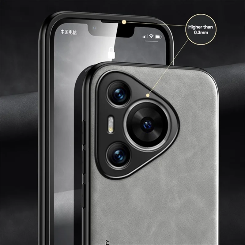 X&E For Huawei Pura 70 Case Skin-Touch Slim Phone Cover Support Magnetic Car Mount - Light Grey