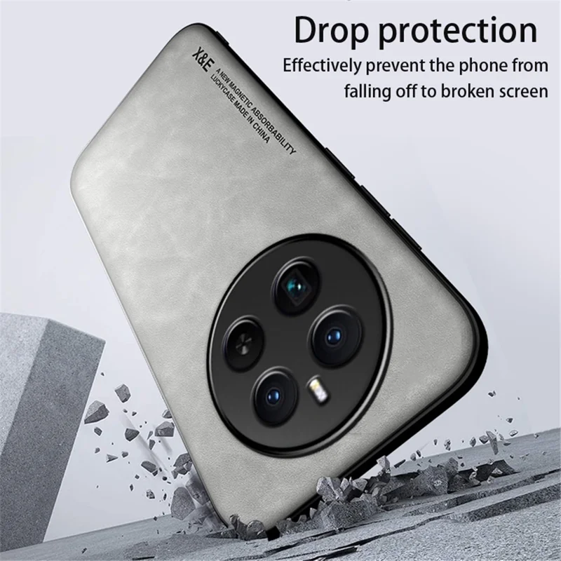 X&E For Realme 12 4G / 12+ 5G Case Skin-Touch PU Leather+TPU+PC Phone Cover - Light Grey