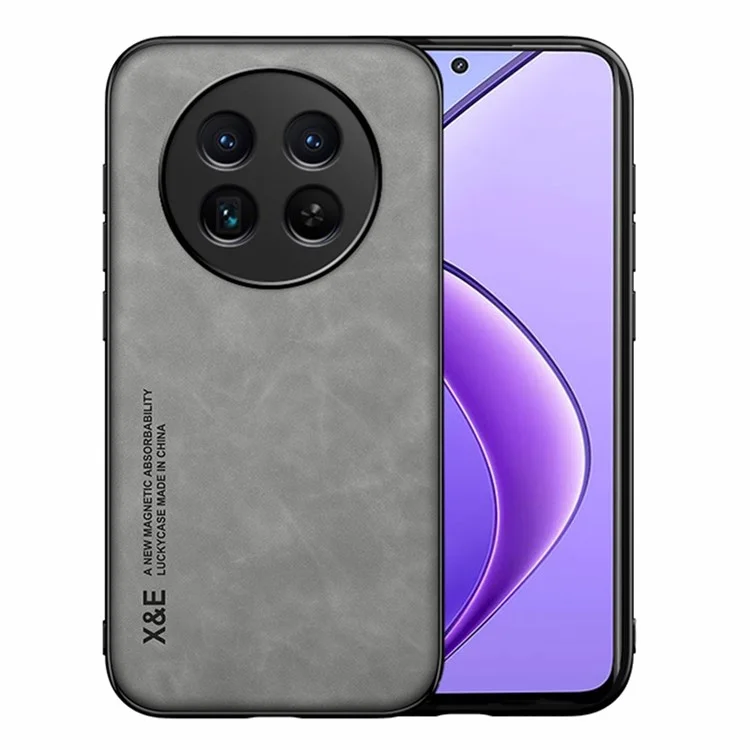 X&E Para Realme 12 5G Funda Piel+TPU+PC Funda de teléfono Soporte para montaje magnético de coche - Gris claro