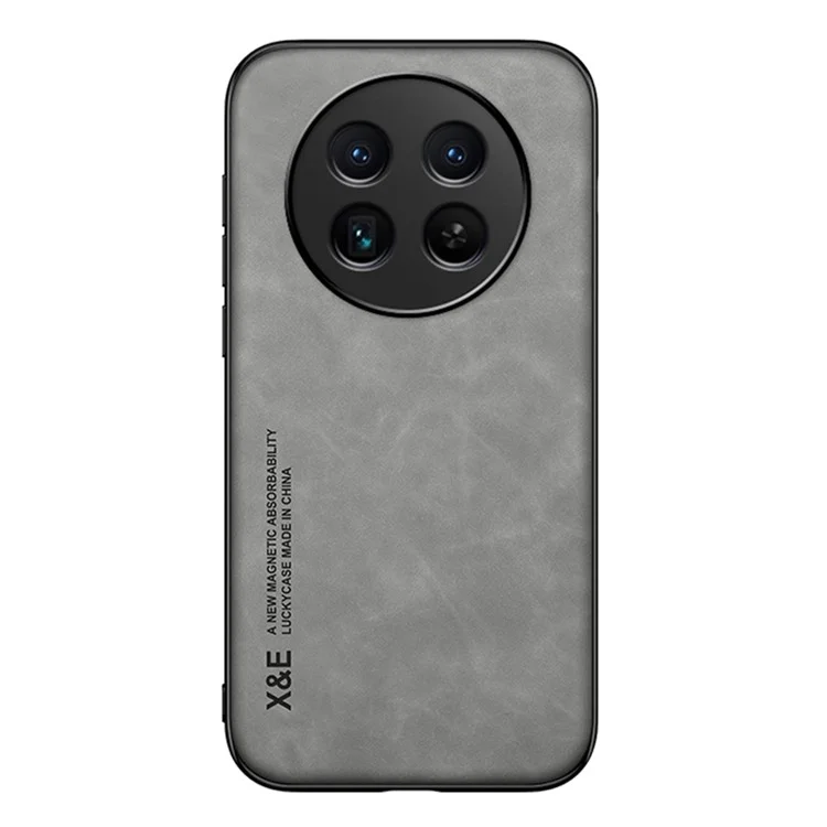 X&E Para Realme 12 5G Funda Piel+TPU+PC Funda de teléfono Soporte para montaje magnético de coche - Gris claro