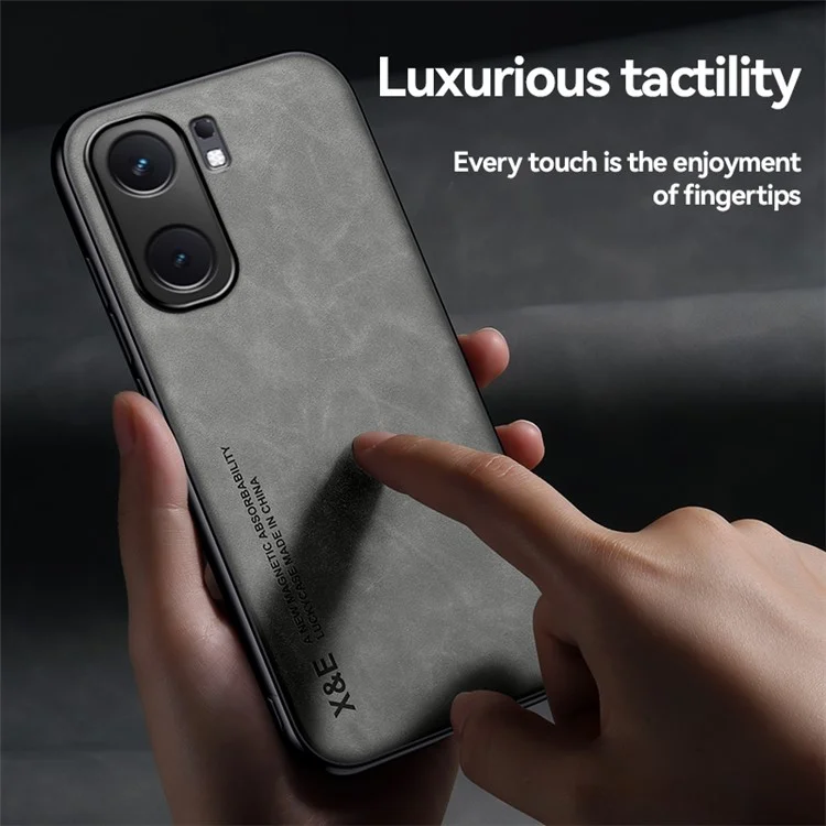 X&E Per vivo iQOO Neo9 5G Slim Case Skin-Touch Pelle PU+TPU+PC Cover per telefono - Grigio chiaro