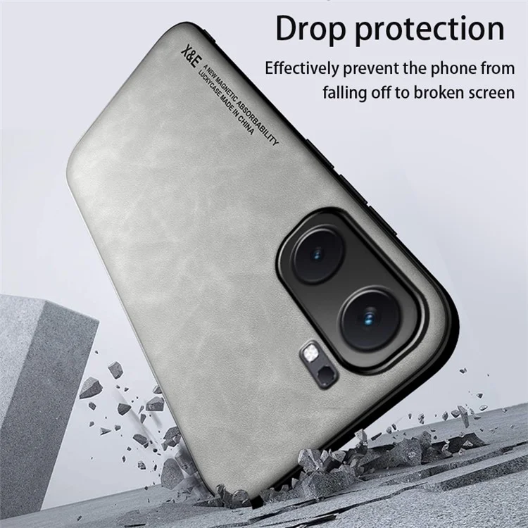 X&E Per vivo iQOO Neo9 5G Slim Case Skin-Touch Pelle PU+TPU+PC Cover per telefono - Grigio chiaro