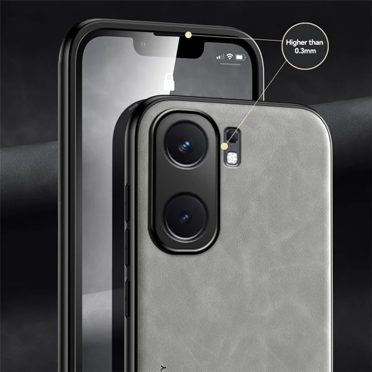 X&E Per vivo iQOO Neo9 5G Slim Case Skin-Touch Pelle PU+TPU+PC Cover per telefono - Grigio chiaro