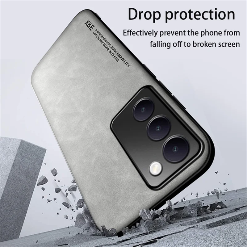 X&E Für vivo Y100 5G (Indonesien) / V40 SE 5G / T3 5G / Y200e 5G / V30 Lite 4G Hülle Leder Rückseite Unterstützt Magnetischer Autohalterung - Blau
