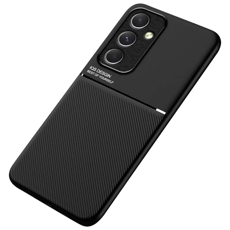 Funda para Samsung Galaxy A55 5G de piel sintética con soporte para montaje magnético en el coche - Negro