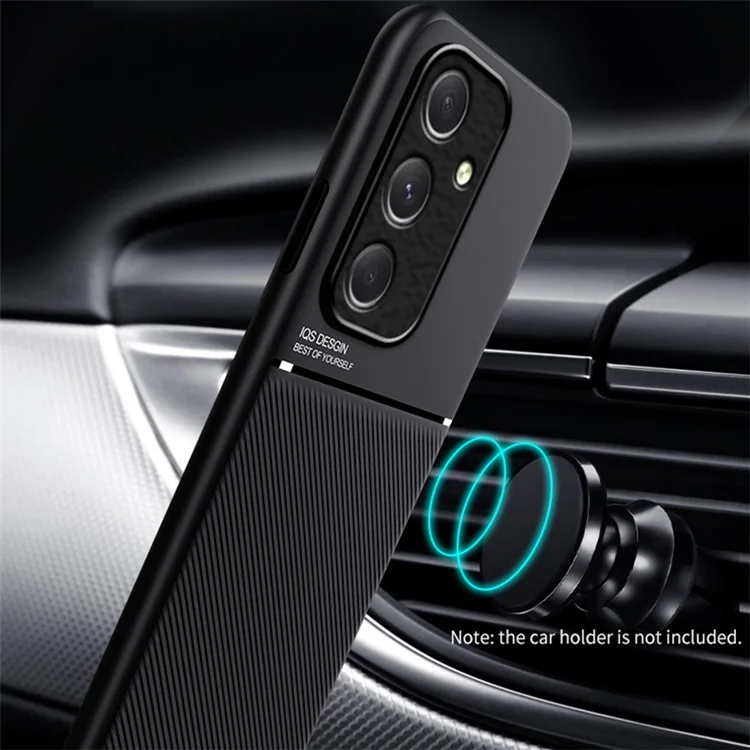 Funda para Samsung Galaxy A55 5G de piel sintética con soporte para montaje magnético en el coche - Negro