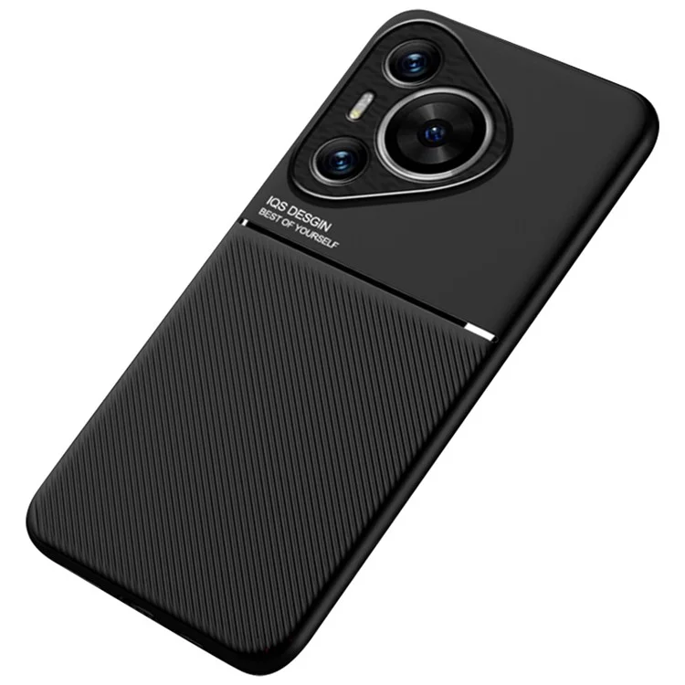 Для Huawei Pura 70 Чехол PU Кожа + PC + TPU Чехол для телефона Подходит для магнитного автомобильного держателя - Черный
