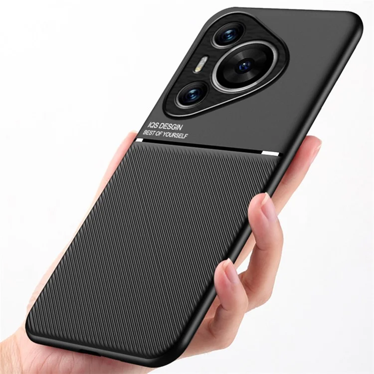 Для Huawei Pura 70 Чехол PU Кожа + PC + TPU Чехол для телефона Подходит для магнитного автомобильного держателя - Черный