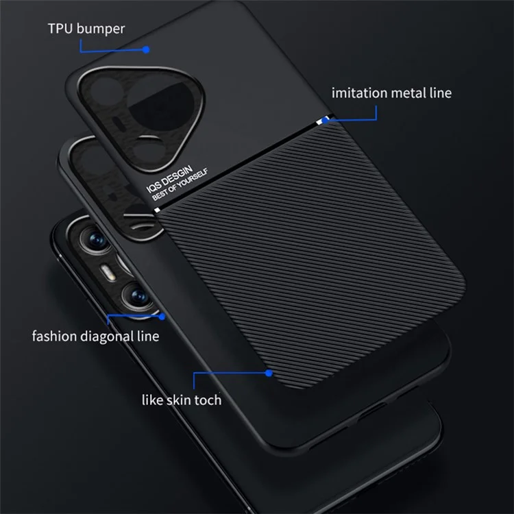 Для Huawei Pura 70 Чехол PU Кожа + PC + TPU Чехол для телефона Подходит для магнитного автомобильного держателя - Черный