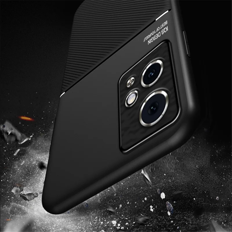 For Honor 90 GT 5G Case Lines Imprinted Leather Coated PC+TPU Phone Cover - Azul