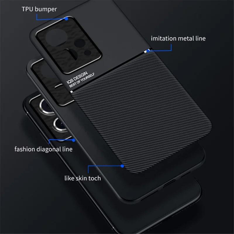For Honor 90 GT 5G Case Lines Imprinted Leather Coated PC+TPU Phone Cover - Azul