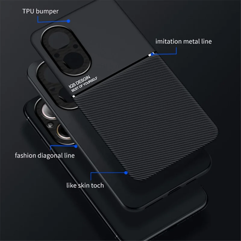 For Realme C67 4G Case PU Leather Lines Imprinted Anti-Slip Back Phone Cover - Green